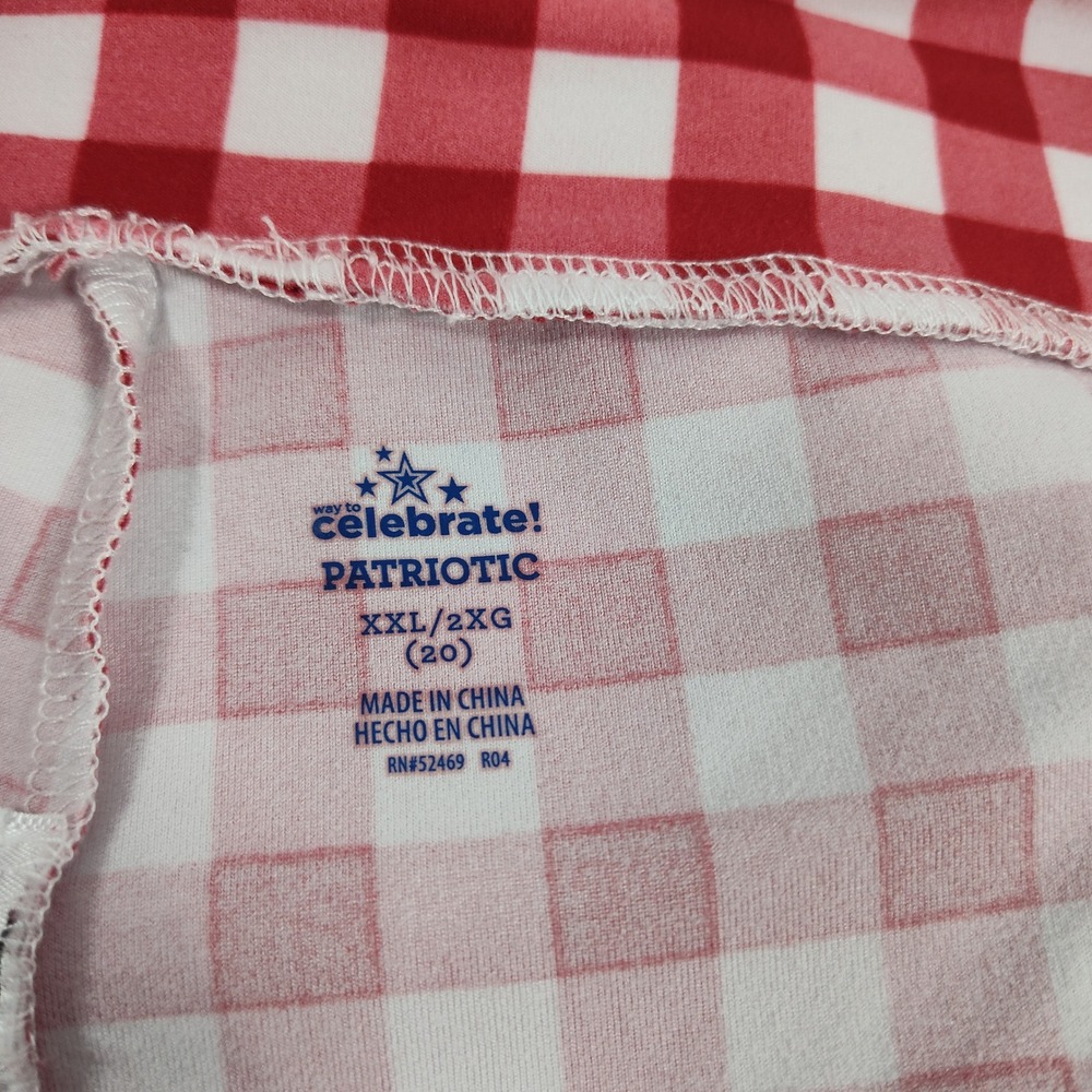 Way to Celebrate Patriotic Red White Gingham Check Leggings XXL 20 Capri Cropped - Picture 8 of 10